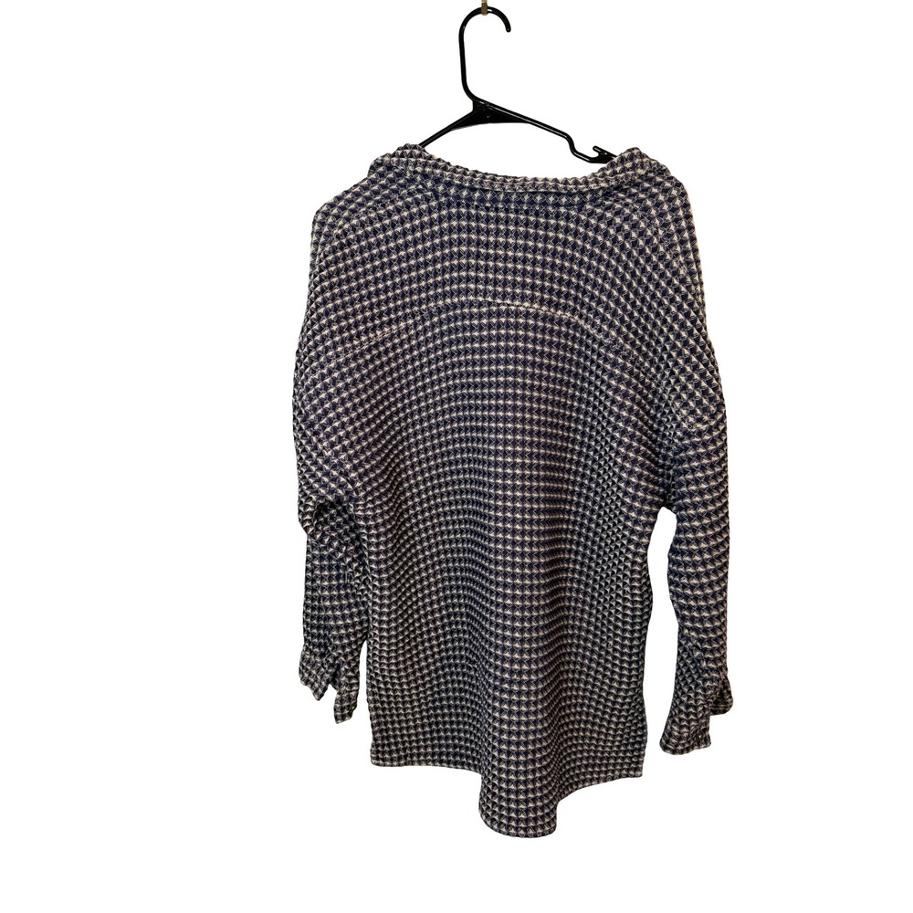 BDG Urban Outfitters Navy Blue Diamond Pattern Button Down Shirt Shacket Small - Picture 3 of 3